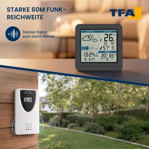 Statie Meteo Digitala TFA Dostmann SKY, cu Senzor Exterior, Negru, 123 x 52 x 117 mm - Img 6