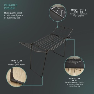 Stativ pentru rufe SWAN SWLC1001BLKN, 19 m, 20 kg, Negru - Img 5