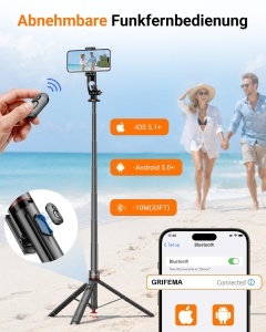 Stativ pentru Smartphone GRIFEMA Handy, 175cm, Aluminiu, Negru - Img 5