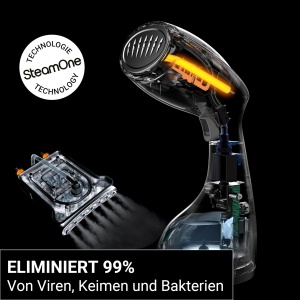 SteamOne - Abur portabil, 1400 W, 24 g/min - Aburitor, autonomie 11 minute (260 ml) - gata in 30 de secunde - intuitiv si puternic - toate tesaturile - EUTAC140B - Img 3