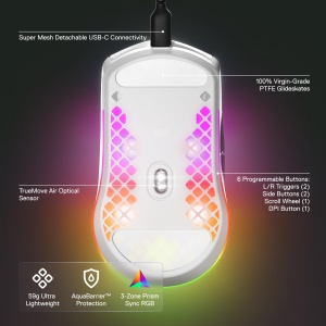 SteelSeries Aerox 3 Wireless Gaming Mouse RGB 18000 DPI Snow - Img 3