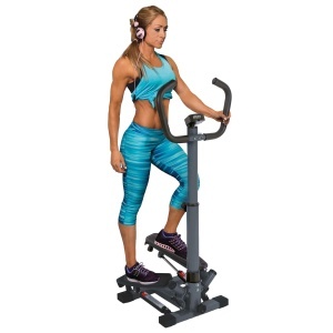 Stepper lateral JOCCA cu suporturi, antrenor acasa pentru fesieri, abdomen si picioare, digital, 100 kg, argintiunegru