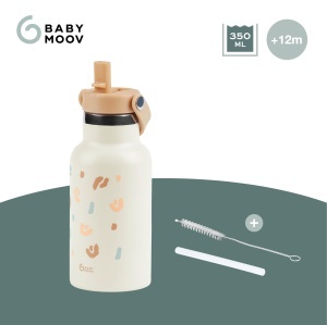 Sticla de apa izoterma Babymoov Little Explorer 350ml Ivory, cu sistem anti-picurare - Img 3