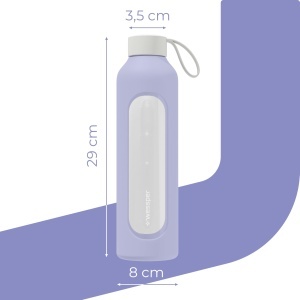 Sticla de apa Wessper ActiveMax 1L, borosilicata, cu husa din silicon, violet - Img 4
