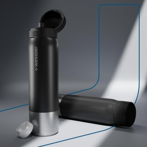 Sticla de apa Wessper cu filtru Actitex, 1000 ml, inox, negru - Img 6