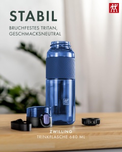 Sticla de Apa ZWILLING 680 ml, Auslaufsicher, Tritan, Albastru - Img 3
