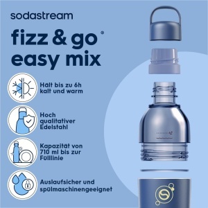 Sticla pentru bauturi Sodastream Fizzgo Easy Mix 0,7L Culoare Storm Blau - Img 3