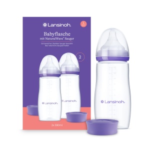 Sticla pentru bebelusi Lansinoh cu tetina NaturalWave L, 330 ml, pachet 2 bucati