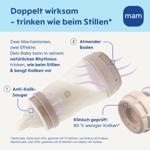 Sticla pentru bebelusi MAM Easy Start Anti-Colic 160 ml, cu tetina SkinSoft, pentru 0 luni - Img 2