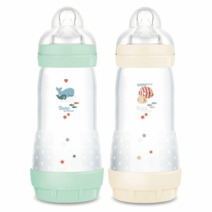 Sticla pentru bebelusi MAM Easy Start Anti-Colic, 320 ml, mint bumbac, set 2 bucati