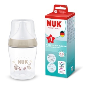 Sticla pentru bebelusi NUK Perfect Match, 150 ml, anti-colici, cu control temperatura, Affe