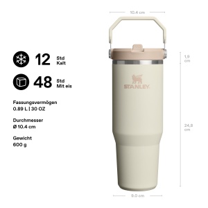 Sticla termica STANLEY 1913 Flip Straw, 0.89L, BPA liber, culoare crema - Img 2