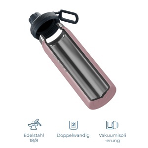 Sticla termica Wessper B3 din otel inoxidabil 500ml, Luminous Rose, 3 capace - Img 3