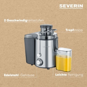 Storcator electric Severin ES 3566 400W otel inoxidabil 500 ml negruargintiu - Img 4