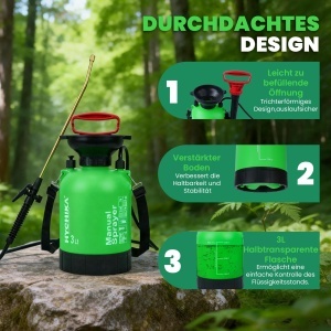 Stropitoare cu presiune HYCHIKA 3L, duza ajustabila, design ergonomic - Img 6