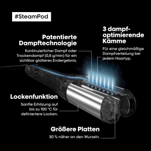 Styler profesional cu aburi LOreal Professionnel SteamPod 4, pentru toate tipurile de par, cu 3 piepteni inclusi - Img 4