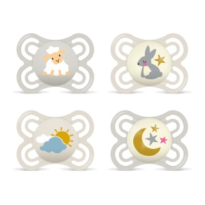 Sucea pentru bebelusi MAM Perfect Day Night, 0-6 luni, 4 bucati, SkinSoft Silicon