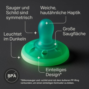 Sucea Tommee Tippee Glow-in-the-Dark, 0-6 luni, 4 bucati, silicon, design brustahnllich - Img 4