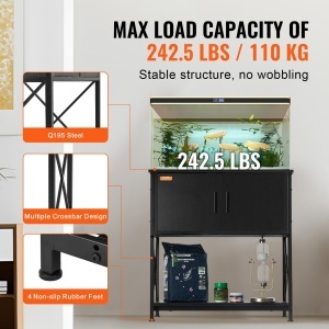 Suport acvariu VEVOR GSSU-FTS019 110 kg Negru cu dulap si prize integrate - Img 3