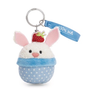 Suport Chei Plusat NICI Hase Cupcake 7cm - Alb, Mesaj 100 dulce