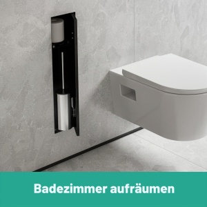 Suport de perete pentru periuta de dinti hansgrohe XtraStoris Rock, mattschwarz, cu suport pentru hartie - Img 9