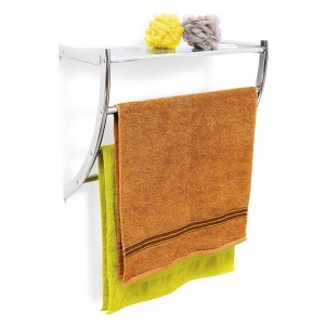 Suport de prosoape de perete Relaxdays, 3 tije, cromat, 43 x 56 x 23 cm - Img 1