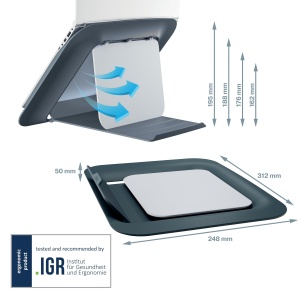 Suport Laptop Ergonomic Leitz Ergo Cosy, 4 Inaltimi, 80 Plastic Recyclet, Gri - Img 4