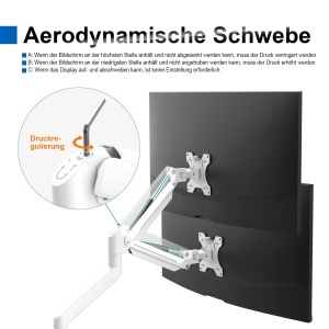 Suport Monitor GRIFEMA, pentru ecrane de 13-32 inch, ajustabil, alb - Img 6