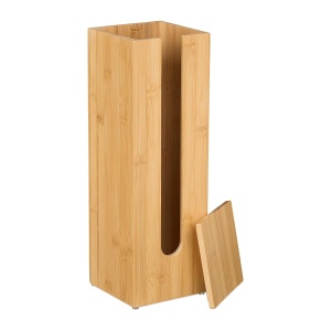 Suport pentru hartie igienica din bambus, pentru 4 role, Relaxdays, 42x13,5x13,5 cm - Img 6