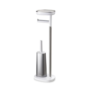 Suport pentru hartie igienica Joseph Joseph Easy Store cu perie WC flexibila, inox