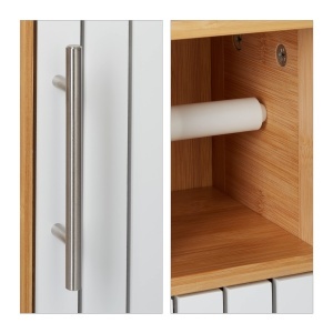 Suport pentru hartie igienica Relaxdays, MDF si Bambus, 71x18x20 cm, albmaro - Img 7