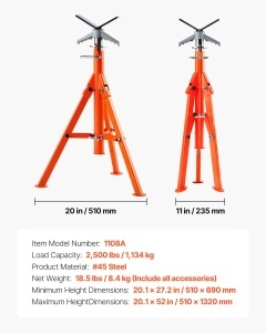 Suport pentru tevi VEVOR, capacitate 1134 kg, inaltime ajustabila 690-1320 mm - Img 7