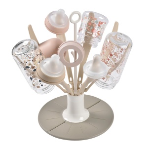 Suport pentru Uscat Sticle BEABA Flower, Capacitate 8 Sticle, Compact, Culoare Argile - Img 3