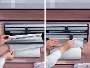 Suport perete pentru folie Leifheit Parat Royal 2.0, inox, 3-in-1 - Img 5