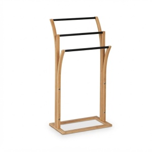 Suport prosoape Relaxdays, Bambus, 3 bare, 82 x 42 x 24 cm, NaturalNegru - Img 8