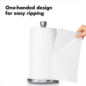 Suport prosop de hartie OXO Good Grips gri baza antiderapanta si design din inox - Img 4