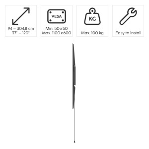 Suport TV Hama, fix, pentru televizoare de 37-120 inch, capacitate 100 kg, negru - Img 2