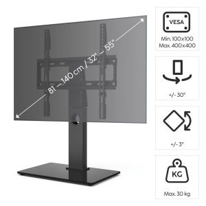 Suport TV Hama Suport pentru TV 32-55 pana la 30 kg Suport TV reglabil pe inaltime pivotant compatibil VESA Suport TV stabil negru - Img 2