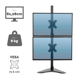 Support monitor dublu Fellowes Seasa, ajustabil, 32 inch, negru - Img 3