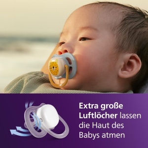 Suzete Philips Avent Ultra Air SCF08023 0-6 luni Silicon Moale BPA-Free Set 2 Bucati - Img 2