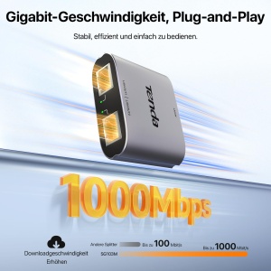 Switch LAN Tenda 1 la 2, Gigabit, 2 Porturi, Alimentare USB-C - Img 3