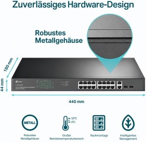 Switch TP-Link TL-SG1218MP 18-Port Gigabit cu 16 Porturi PoE - Img 3