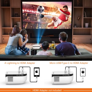 T TOPVISION Mini Beamer, 7500L Portabil Home Theater Beamer Suport 1080P Full HD LCD [Ecran inclus] Video Beamer Compatibil cu Smartphone/TV Stick/PS5/PC/Laptop, usb - Img 4