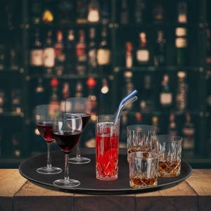 Tableta de Servire Relaxdays 2er Set, Runda 45 cm, Antiderapanta, Neagra - Img 5