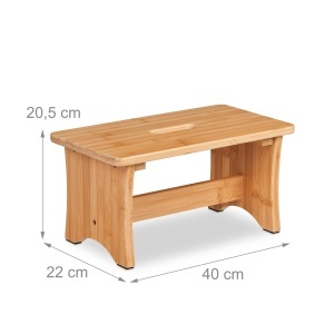 Taburet din bambus Relaxdays, 20.5 x 40 x 22 cm, rezistent la umiditate - Img 4