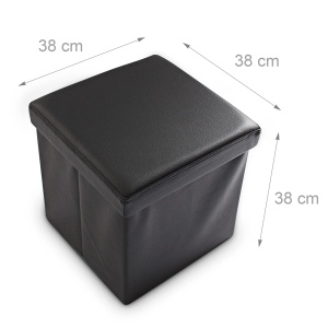 Taburet pliabil Relaxdays, 40L, piele ecologica, negru - Img 7