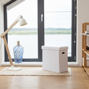 Taburet pliabil Relaxdays cu spatiu de depozitare, 49,5 x 46 x 25,5 cm, gri - Img 3