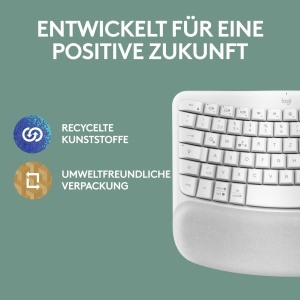 Tastatura ergonomica Logitech Wave Keys, wireless, alba, cu suport pentru incheieturi - Img 9
