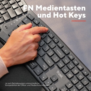 Tastatura ergonomica Trust Arvia, wireless, layout QWERTZ, suport pentru 3 dispozitive - Img 7