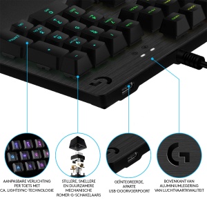 Tastatura gaming mecanica Logitech G512 GX Brown RGB USB Negru - Img 4